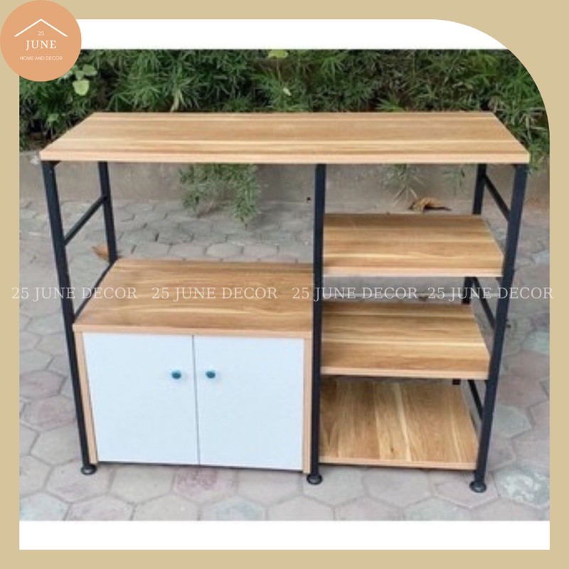 Kệ Để Đồ Nhà Bếp ✅ Miễn Phí Ship ✅ Tủ Bếp Nhiều Tầng Khung Sắt Sơn Tĩnh Điện Sàn Gỗ MDF Cao Cấp - 25 June Decor