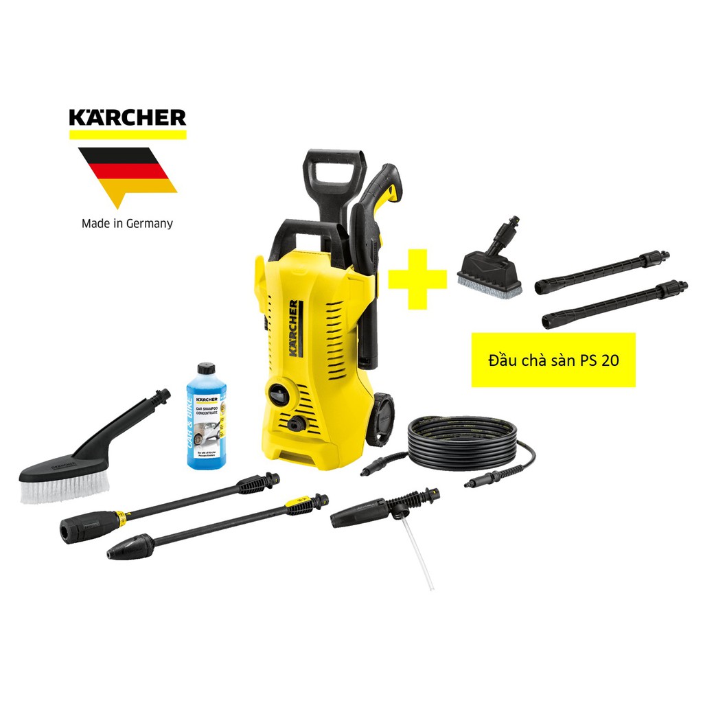 [SALE] Combo máy phun rửa áp lực cao Karcher K2 full control car và đầu chà sàn PS 20