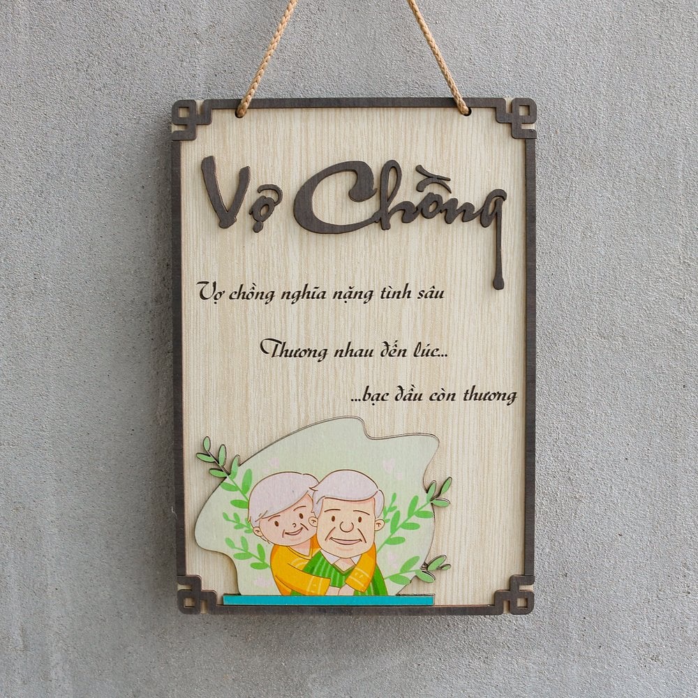 Bảng Gỗ Vợ chồng Nghĩa Nặng Tình Sâu Thương nhau đến nối bạc đầu còn THƯƠNG