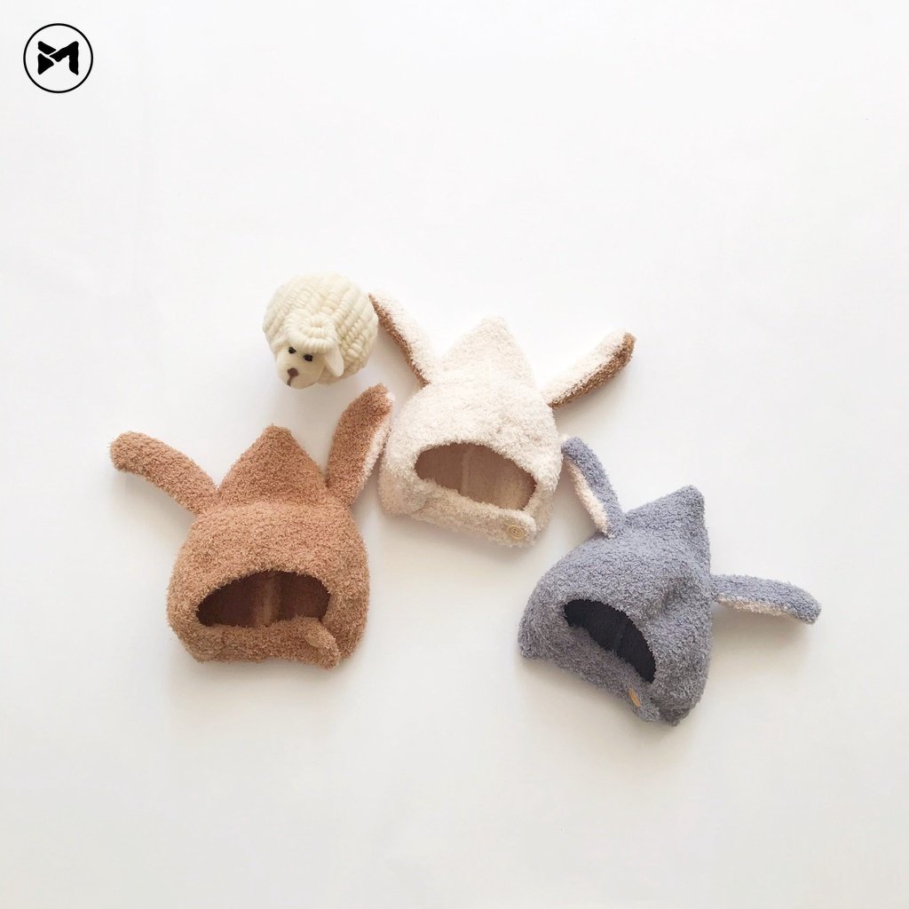 Mũ Tai Thỏ Bằng Lông Nhung Dễ Thương Xinh Xắn Dành Cho Bé 3-24 Tháng Tuổi