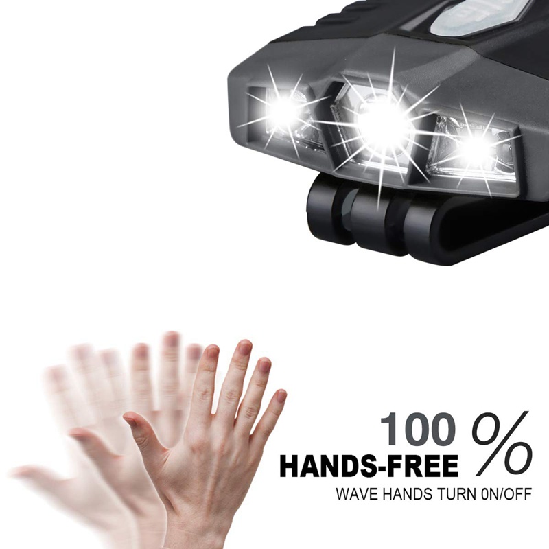 Đèn led kẹp mũ siêu sáng 150 Lumen chống thấm nước có thể sạc lại tiện lợi