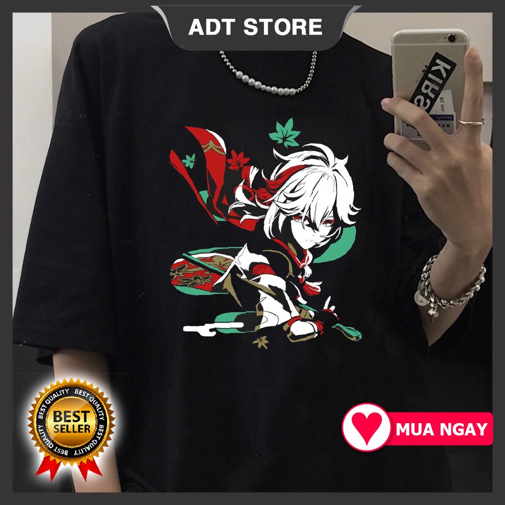 4 mẫu Áo thun Game Genshin Impact Kaedahara Kazuha mẫu mới HOT độc chất ngắn tay cổ tròn màu đen