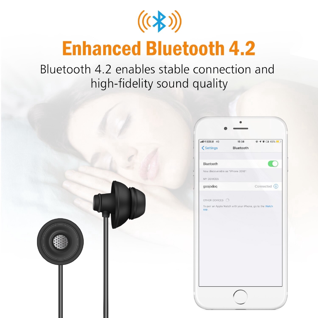 Tai nghe nhét tai GOOJODOQ bluetooth 4.2 chặn tiếng ồn tích hợp micro kèm cáp sạc cao cấp