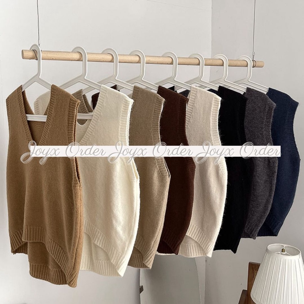 Áo gile len trơn màu vintage phong cách Hàn Quốc form rộng order Quảng Châu Joyx Order. Thời trang dành cho nữ.