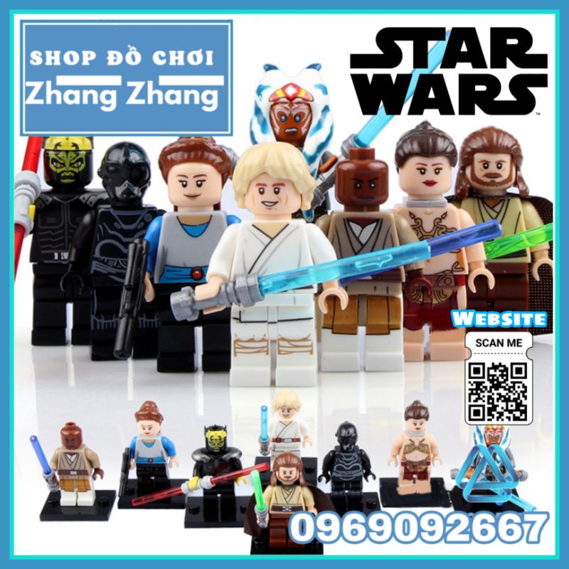 Đồ chơi Xếp hình Star Wars Skywalker - Jinn Leia Ahsoka - Savage Protocol Droid - Windu - Padme Minifigures Pogo PG8028