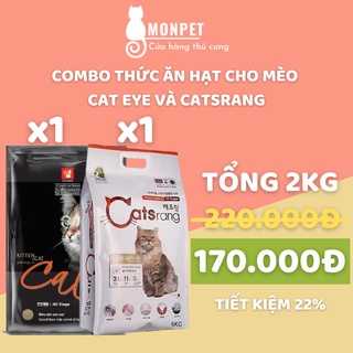 Combo 2 gói thức ăn hạt 1kg cho mèo catsrang, catrang và cat eye, cateyes ,cateye hàn quốc chính hãng - monpet