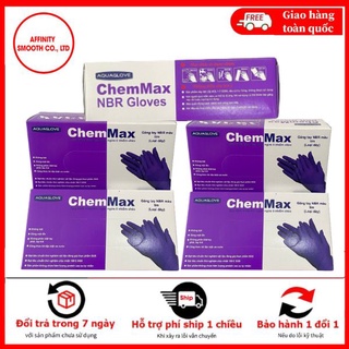 Combo 5 hộp găng tay- găng tay không bột nitrile, găng tay nbr màu tím