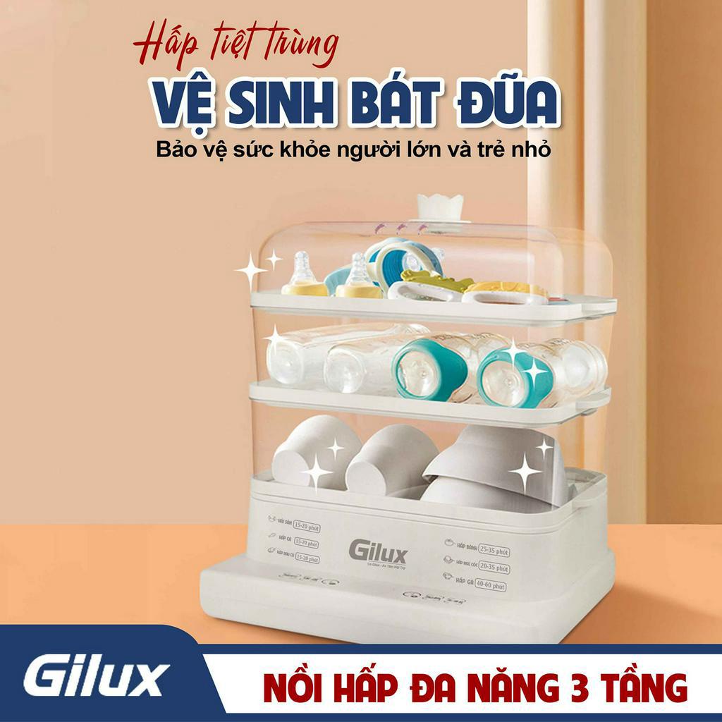 Nồi hấp Gilux 24L đa năng chính hãng, nồi hấp điện 3 tầng tiện lợi bảo hành 12 tháng