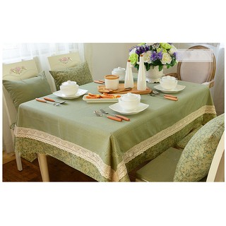 KHĂN TRẢI BÀN LAN DECOR TB233.1 CARO XANH CỐM MIX LÁ NHỎ XANH CỐM