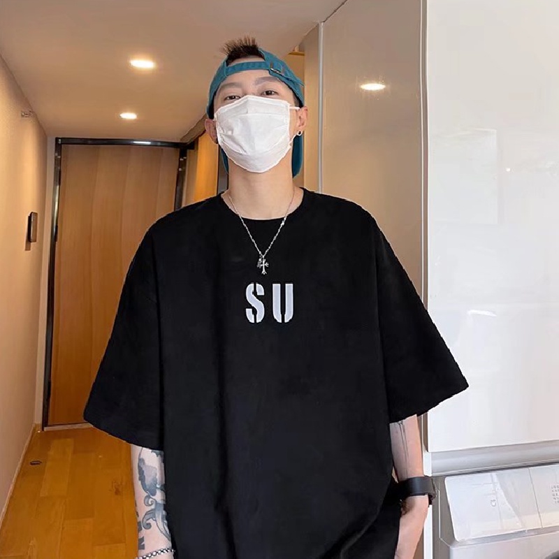 Áo Thun Tay Ngắn Dáng Rộng In Chữ Phong Cách Nhật Bản Thời Trang Mùa Hè Cho Nam Size M-5XL