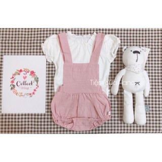 Bộ body quần yếm bé gái [kèm áo thun, cao cấp] màu hồng cho bé mặc cực xinh