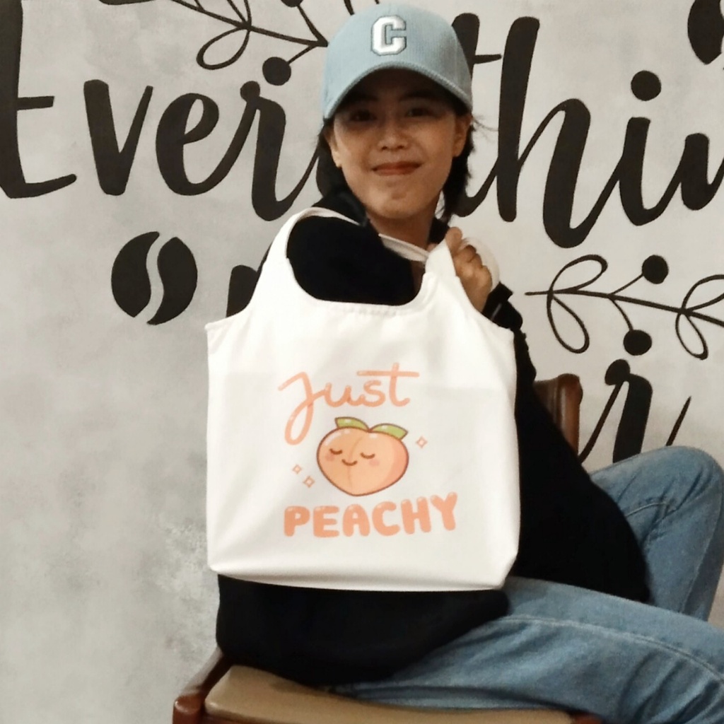Túi tote, vải canvas 100% poli cao cấp, phong cách thời trang ulzzang, có khoá miệng xịn xò JUST PEACHY mã K23