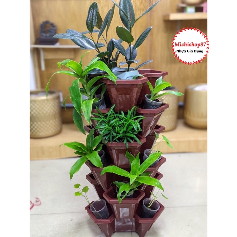 [Giá Sỉ ] Chậu Nhựa Trồng Cây Xếp Tầng, Trồng Hoa, Rau Củ - Chậu Tháp Xếp Tầng Hình Tam GIác Tiết Kiệm Không Gian