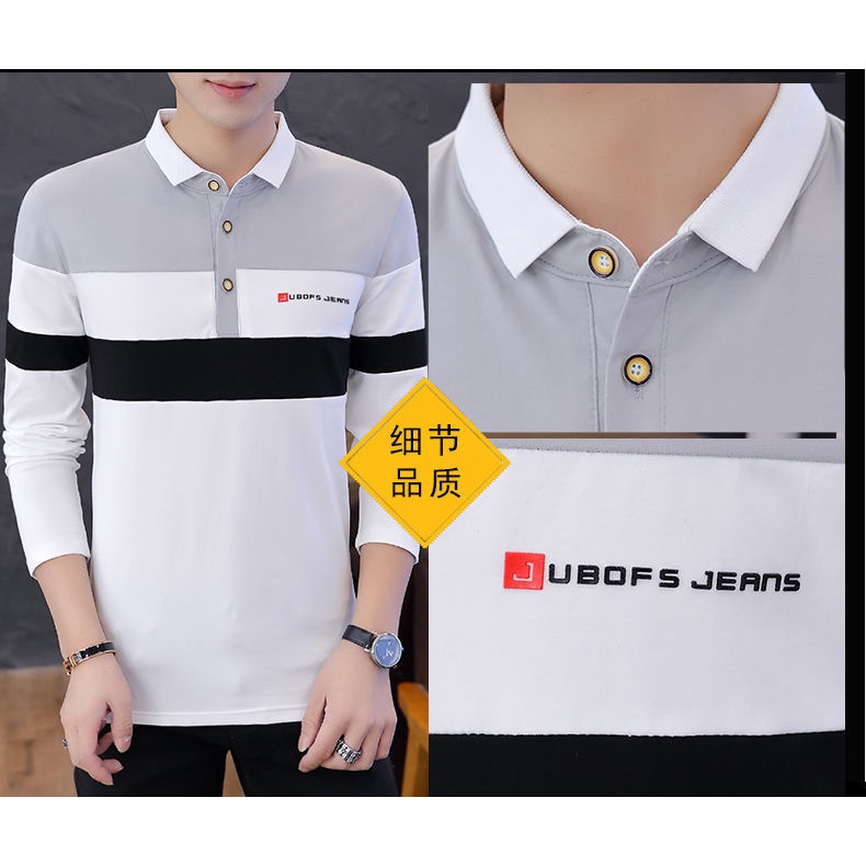 Áo Thun POLO 95% Cotton Tay Dài Dáng Ôm Thời Trang Mùa Thu Cho Nam