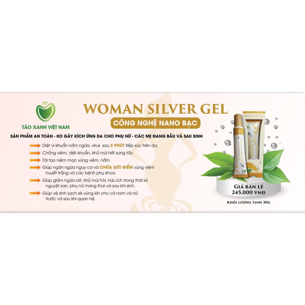 [MUA ĐỂ NHẬN QUÀ] GEL PHỤ KHOA NANO BẠC 🦋 WOMAN SILVER GEL 🦋 Diệt Tận Gốc nấm, ngứa, mùi hôi - An toàn cho bà bầu