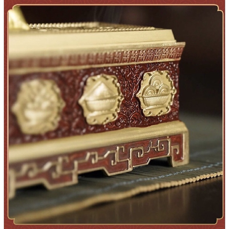 LƯ XÔNG ĐỒNG HOA VĂN 8 CÁT TƯỜNG 30x6cm