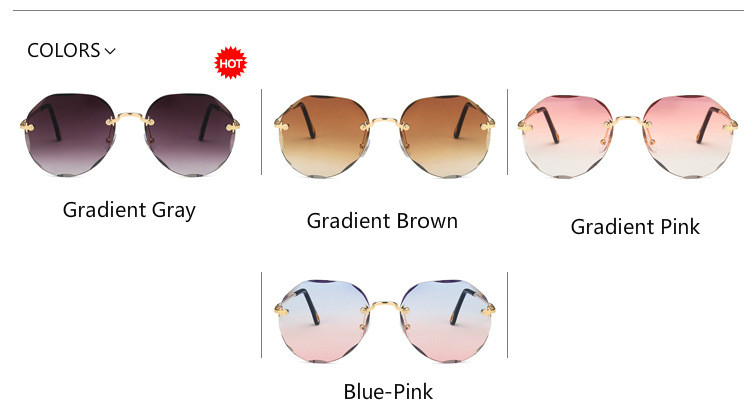 Kính mát gọng tròn màu gradient phong cách retro thời trang cho nữ