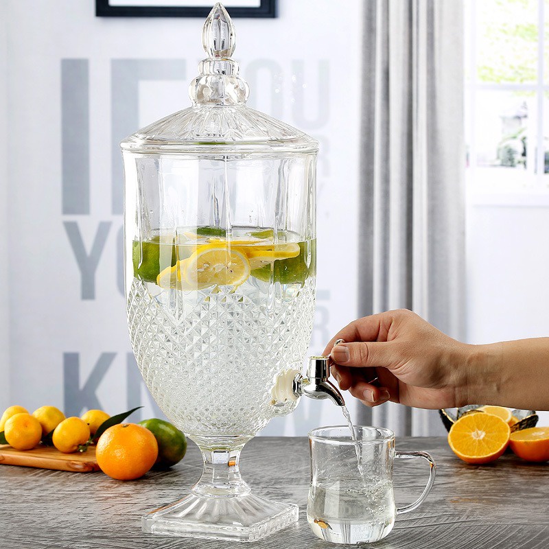 Bình Thủy Tinh Pha Lê Cao Cấp Đựng Rượu, Đựng Các Loại Đồ Uống Khác Có Vòi Loại 3 lít, 5 lít