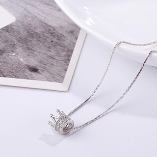 Dây chuyền bạc nữ vòng cổ bạc mặt đá vương miện  [vong bac nu]