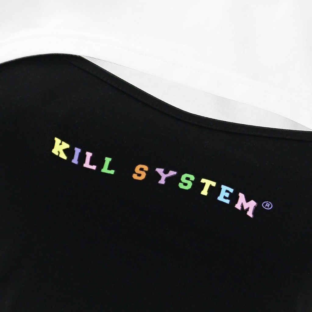 Combo áo croptop Kill System thắt dây eo trắng đen