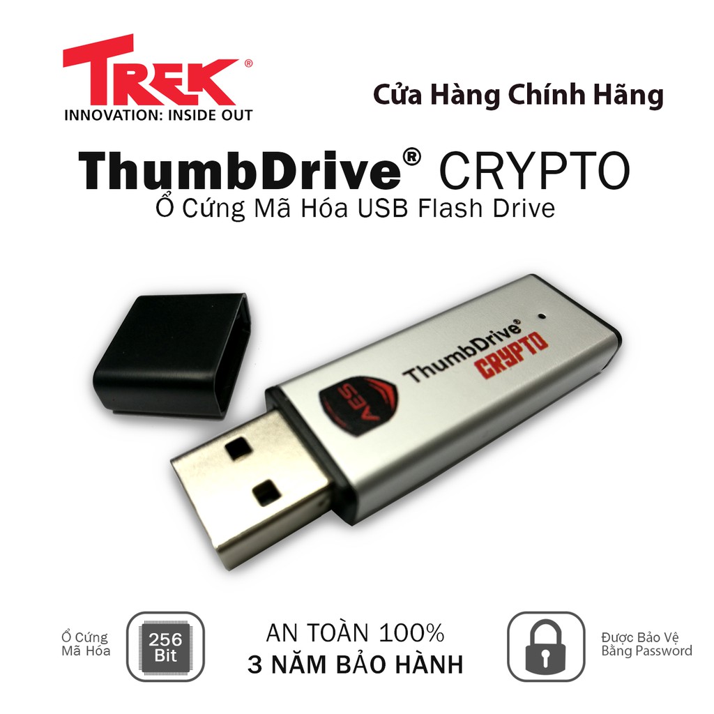Mã hóa bảo mật Trek USB ThumbDrive ™ CRYPTO LITE - 8GB