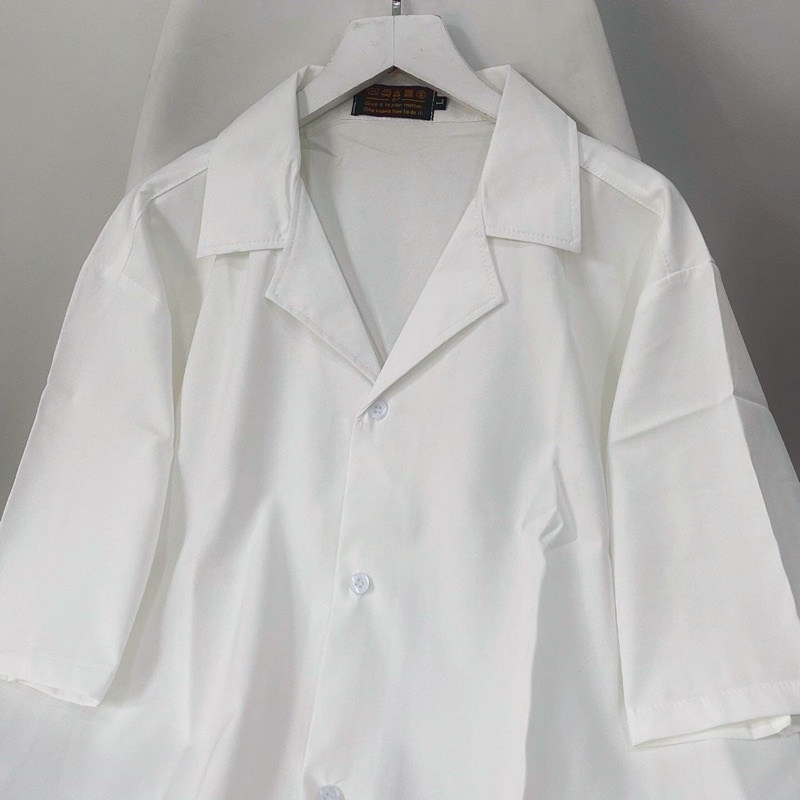 Áo sơ mi unisex nam nữ cổ vest Hàn Quốc  vải lụa hàng cao cấp