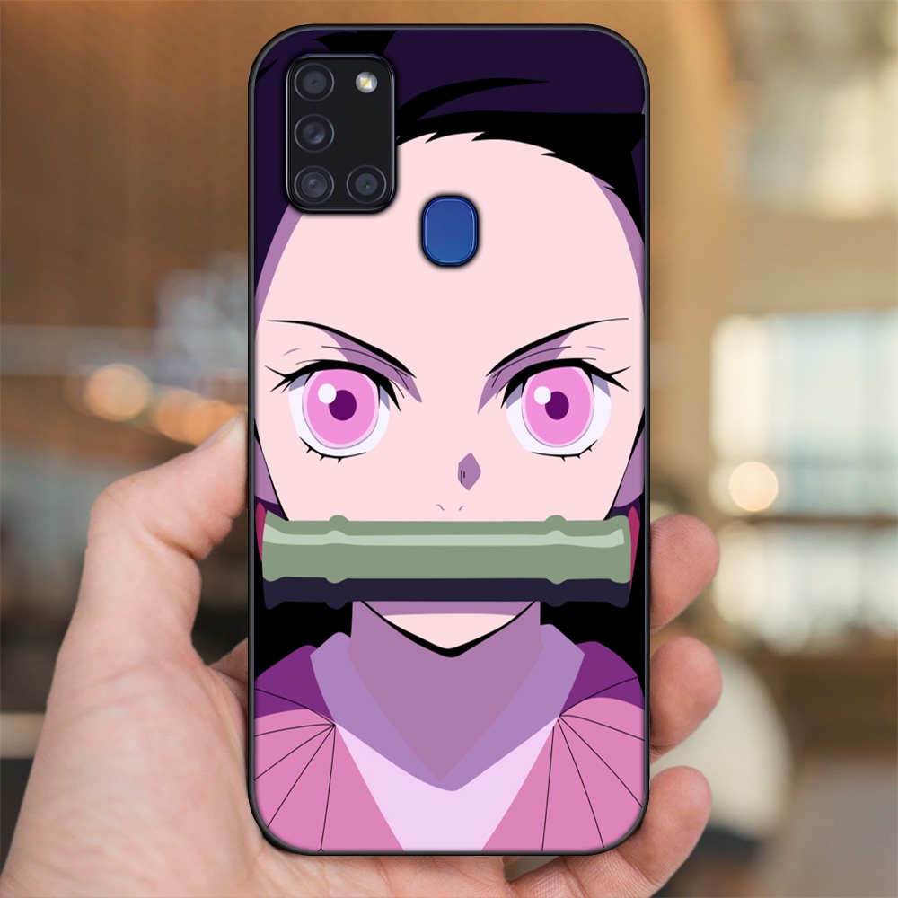 Ốp lưng Samsung A21S viền đen in hình Nezuko Kimetsu no Yaiba