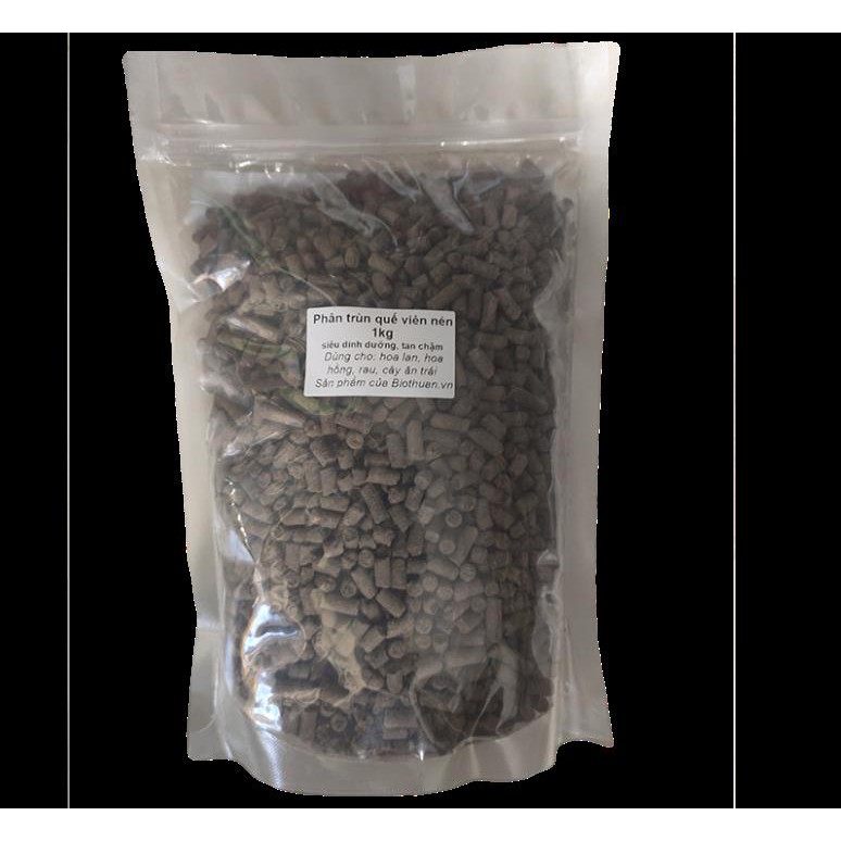 Phân trùn quế viên nén tan chậm bón lan hoa hồng rau 1kg bổ sung thêm Trichoderma phân giải xenlulo