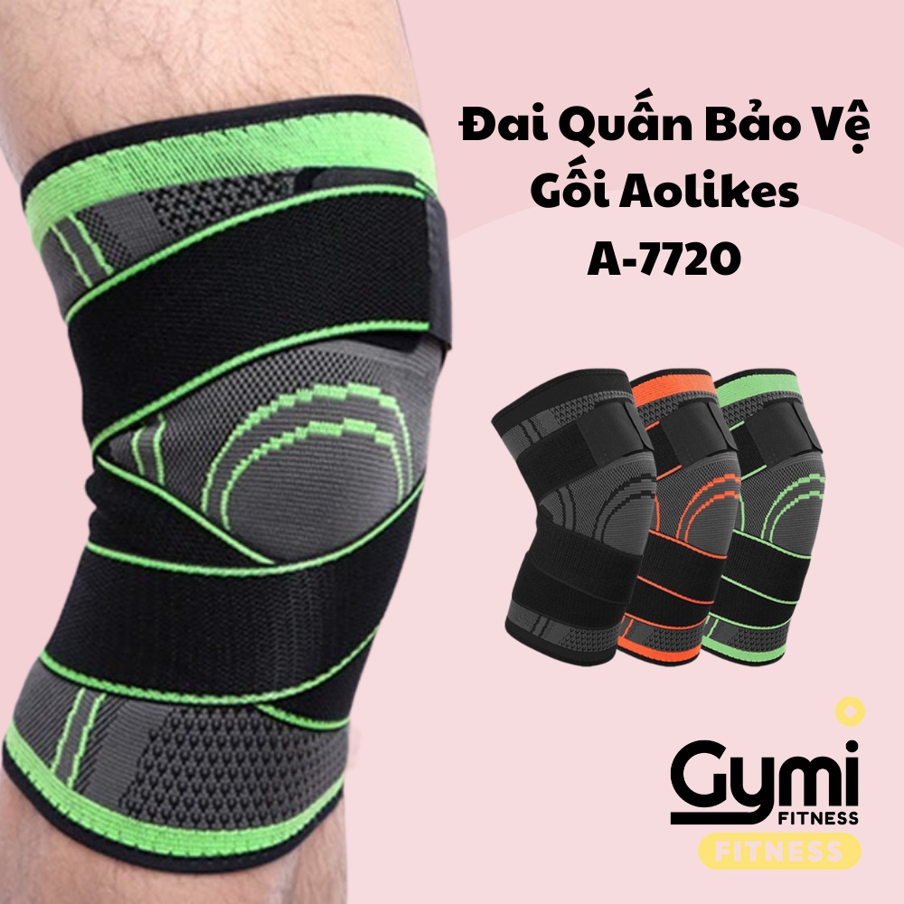 Bảo Vệ Đầu Gối, Đai Quấn Băng Bó Gối Thoáng Khí Có Đai Cuốn Aolikes AL7720 Chơi Thể Thao Tập Gym