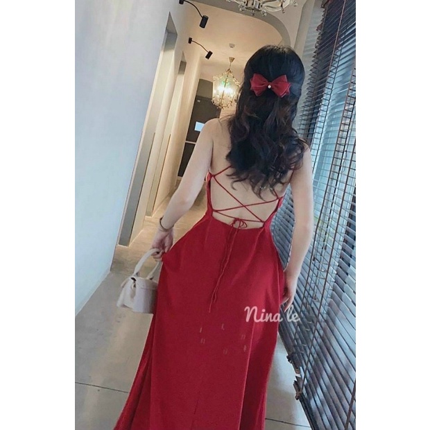 ĐẦM XÒE LỤA 2 DÂY LƯNG CHÉO SEXY QUYẾN RŨ PU