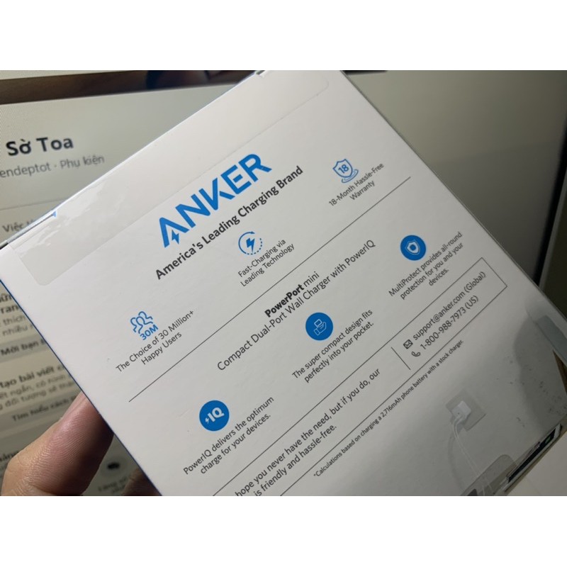 Sạc Anker 12W A2620 PowerPort mini Chính hãng mới 100% Fullbox