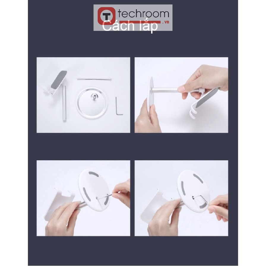 Giá đỡ đế để bàn cho điện thoại máy tính bảng iphone ipad hợp kim nhôm xoay 360 độ Techroom