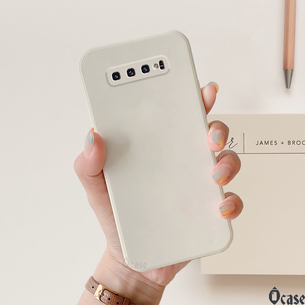 Ốp lưng Samsung S10 / S10 Plus in hình gấu cạnh viền vuông có bảo vệ camera