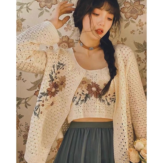 Set len vintage hoa thêu nổi - Dreamynt