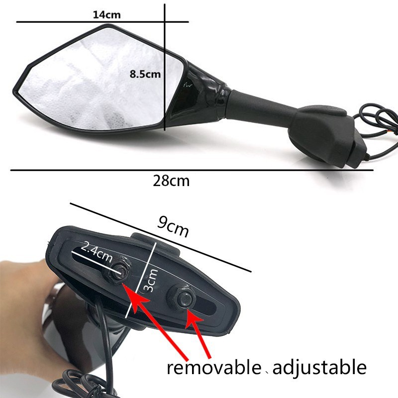 1 Cặp Gương Chiếu Hậu Có Đèn LED Xi Nhan Cho Xe Máy