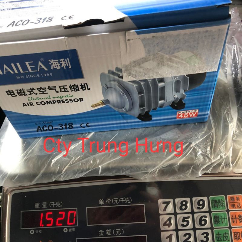 Máy sục sủi thổi khí oxy Hailea 220V-45w + 6 quả sủi + 12m dây.