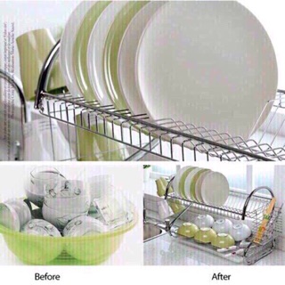 Kệ chén chữ S 2 Tầng inox