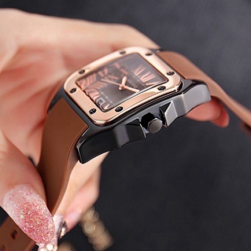 Đồng hồ guou nữ mặt vuông dây silicon sang trọng, bảo hành 12 tháng | BigBuy360 - bigbuy360.vn