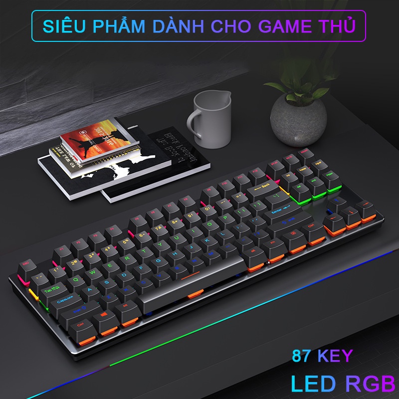 Bàn phím cơ gaming SIDOTECH TKL 87 key và Full Size 104 key LED RGB chuyên chơi game Esport - Hàng chính hãng