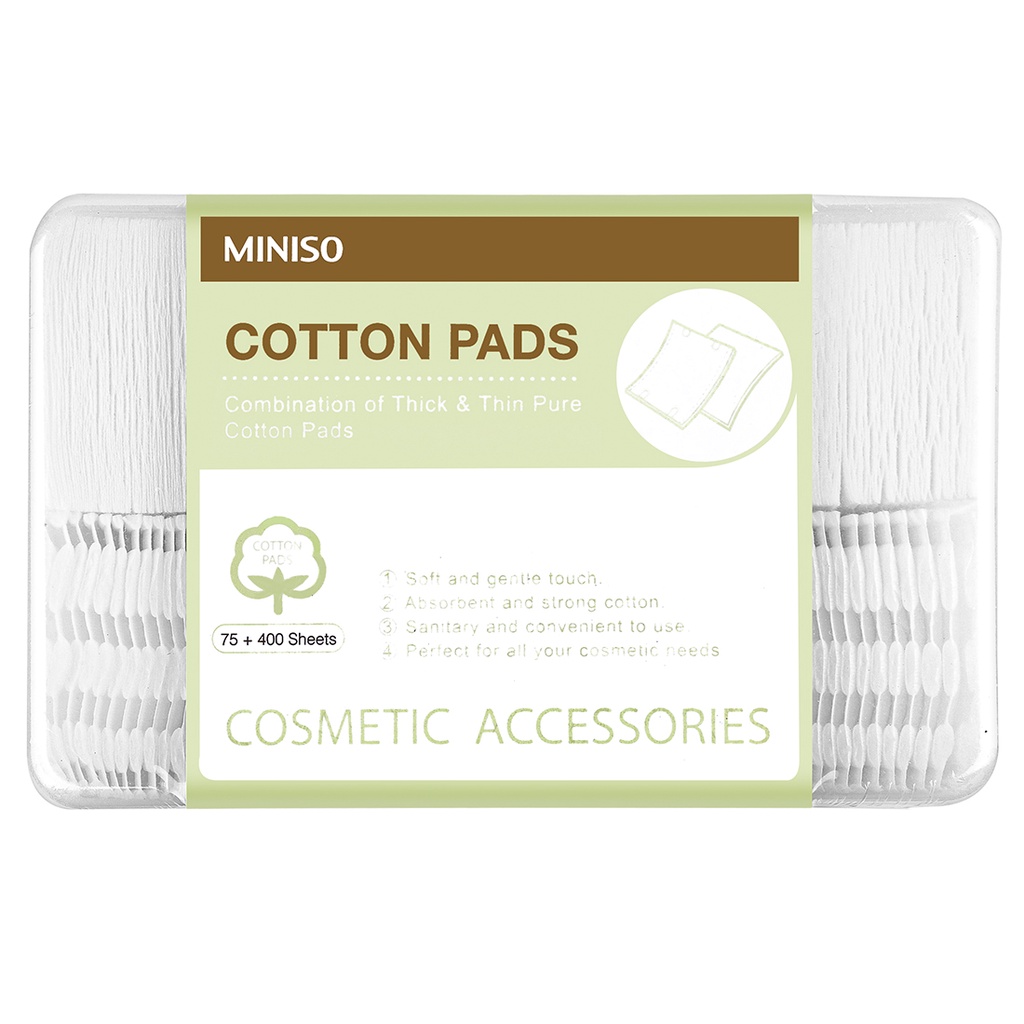 Miniso Bông tẩy trang Sự kết hợp của miếng bông dày và mỏng (75+400 tờ)