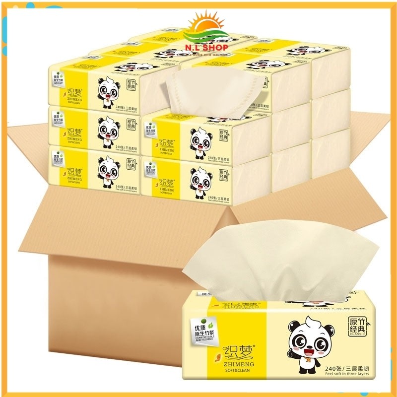 Giấy Ăn Gấu Trúc WEAVING GA45 1 Gói/3 Lớp Sợi Dai, Mịn, Không Bụi, An Toàn Cho Trẻ Nhỏ, Giấy Cao Cấp