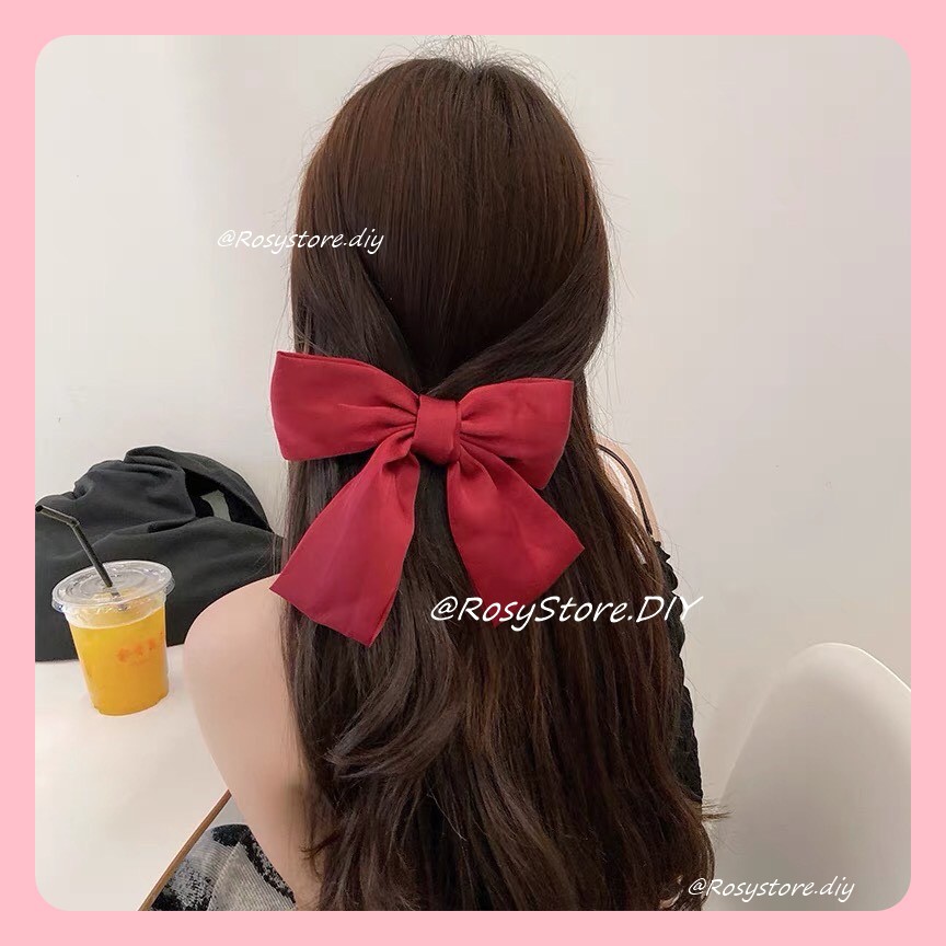 [Ảnh thật] KẸP NƠ TIỂU THƯ LỤA SATIN TÔNG HỒNG SANG TRỌNG- KẸP TÓC HÀN QUỐC PHỤ KIỆN NỮ GIÁ RẺ ĐẸP