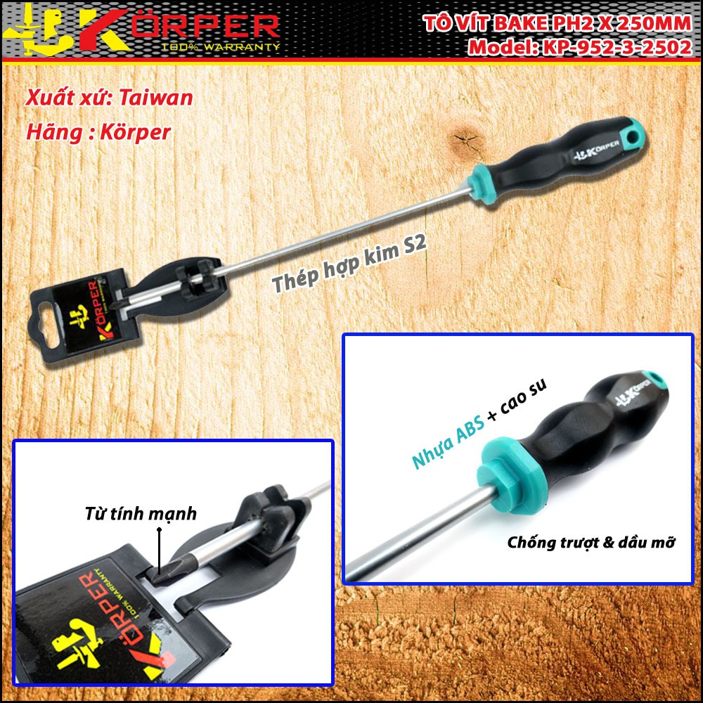 Tô vít bake PH2 x 250mm Korper KP-952-3-2502