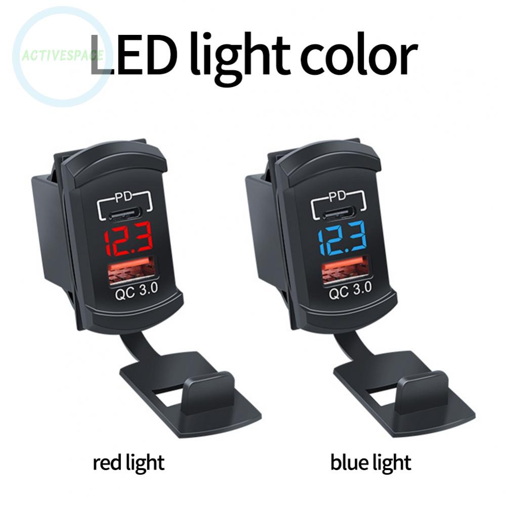 12/24V 18W QC 3.0 PD Fast Dual Type-C USB Car Charger Socket Adapter Mount Panel