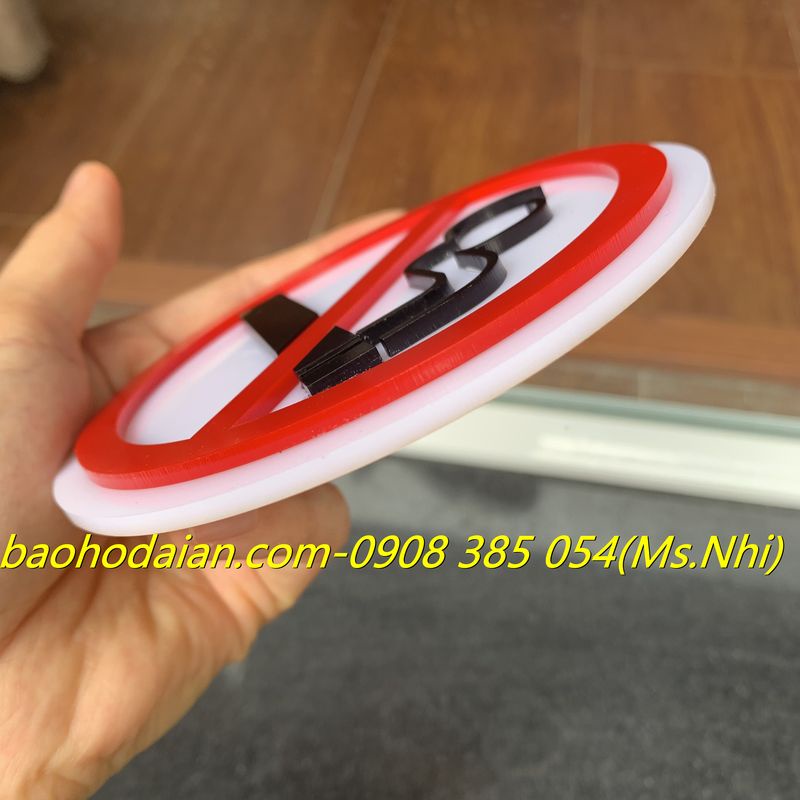 Biển báo cấm hút thuốc chất liệu mica D=12cm