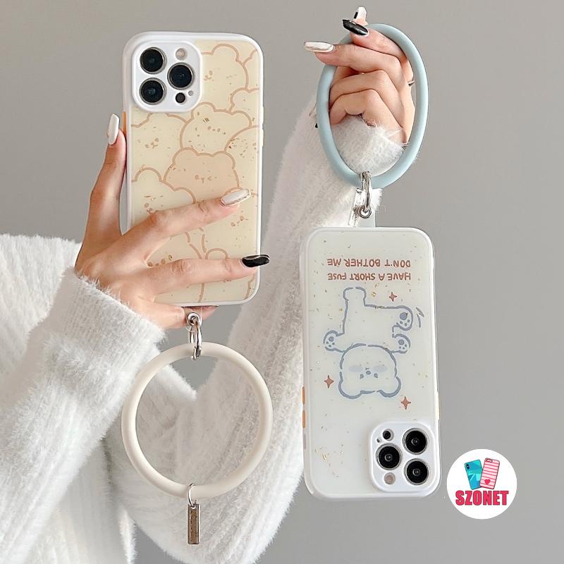 Ốp Điện Thoại Silicon Họa Tiết Chú Gấu Kèm Vòng Đeo Tay Cho iPhone 13 12 11 Pro Max Xs XR X Xs Max