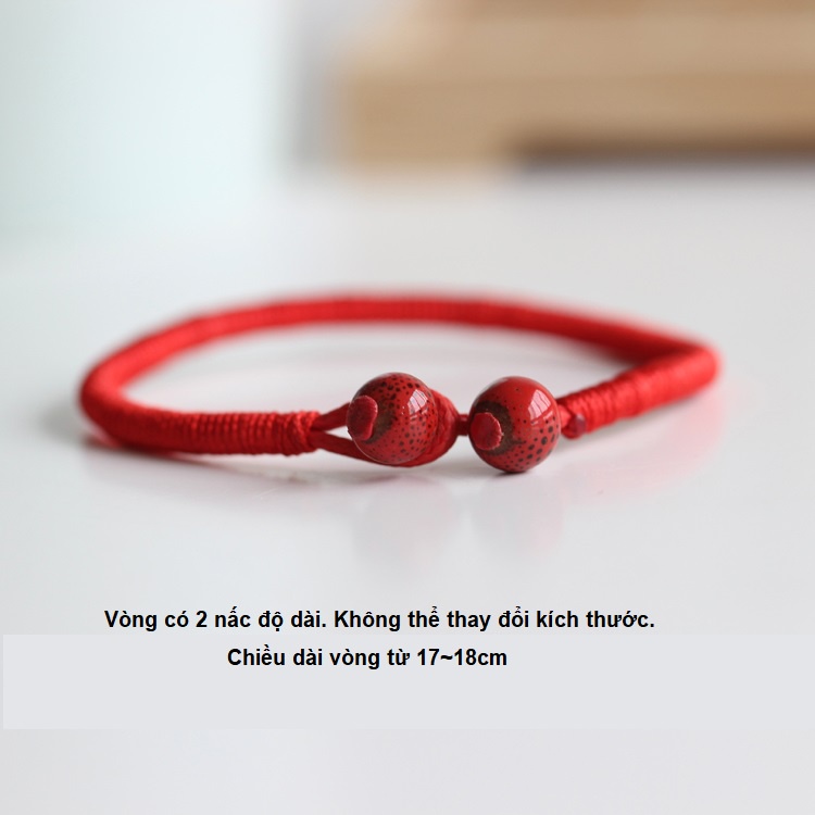 Vòng tay may mắn dễ thương, vòng đôi thắt chỉ đỏ phối hạt gốm