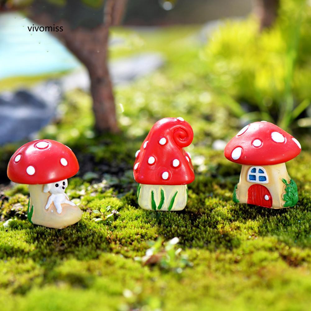 Set 3 nhà cổ tích lọ hoa thu nhỏ trang trí sân vườn DIY