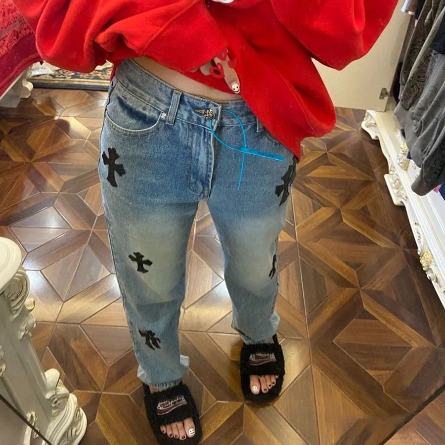 Quần jean dài eo cao ống rộng thời trang xuân thu sành điệu dành cho nữ