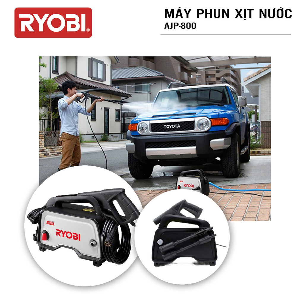 Máy xịt rửa cao áp đa năng điện 500W RYOBI (KYOCERA) - AJP-800 (Kèm Linh kiện khác)